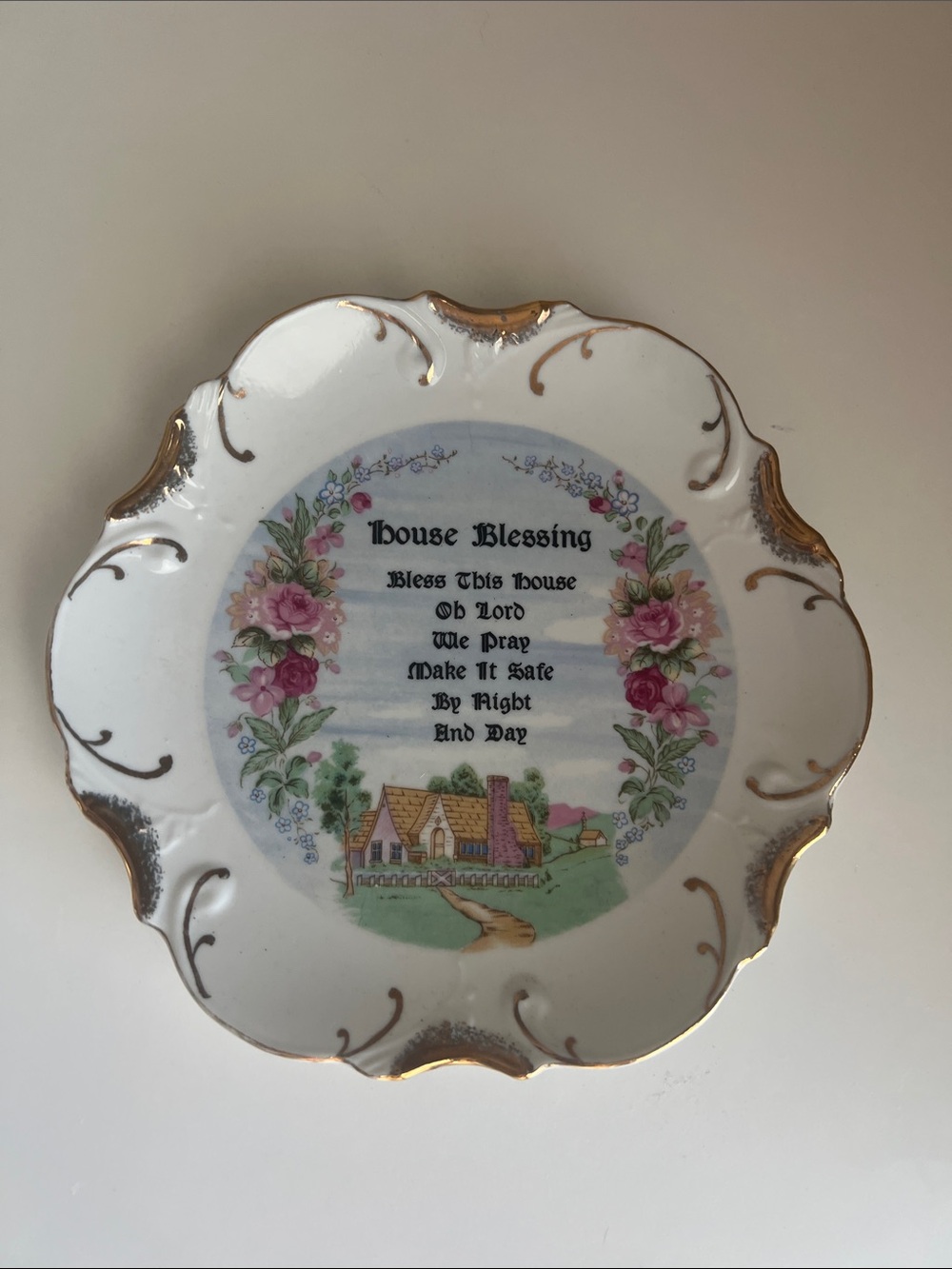 RARE Vintage House Blessing Decorative Porcelain Plate
